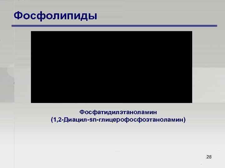 Фосфолипиды Фосфатидилэтаноламин (1, 2 Диацил sn глицерофосфоэтаноламин) 28 