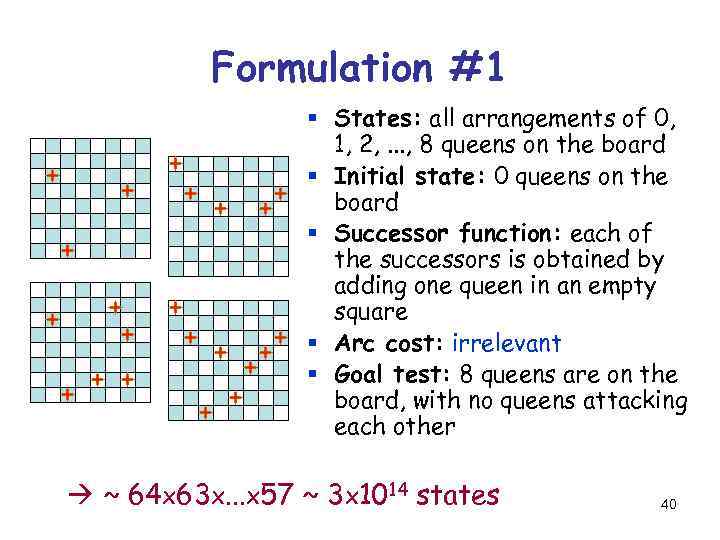 Formulation #1 § States: all arrangements of 0, 1, 2, . . . ,