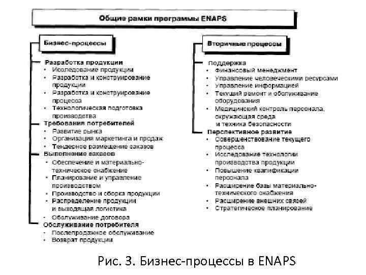 Рис. 3. Бизнес-процессы в ENAPS 