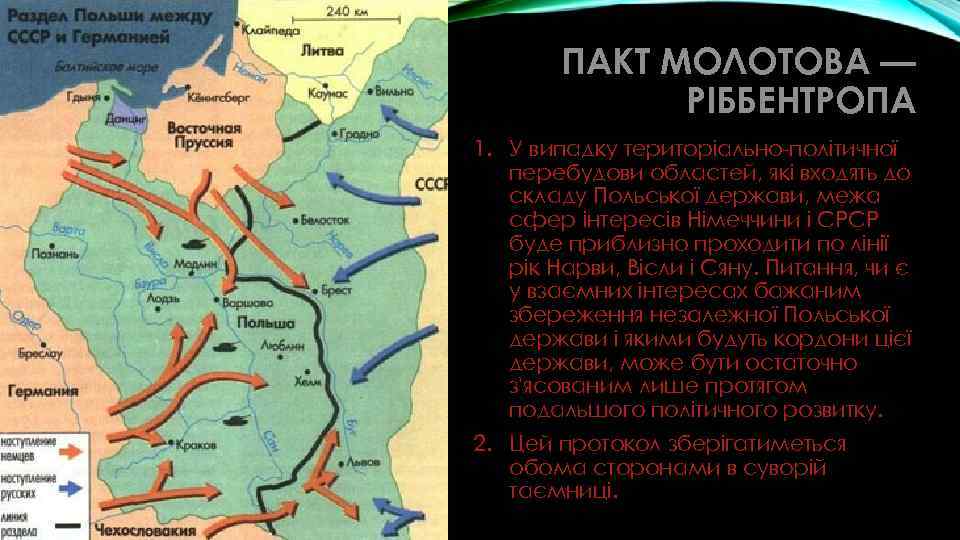 ПАКТ МОЛОТОВА — РІББЕНТРОПА 1. У випадку територіально-політичної перебудови областей, які входять до складу