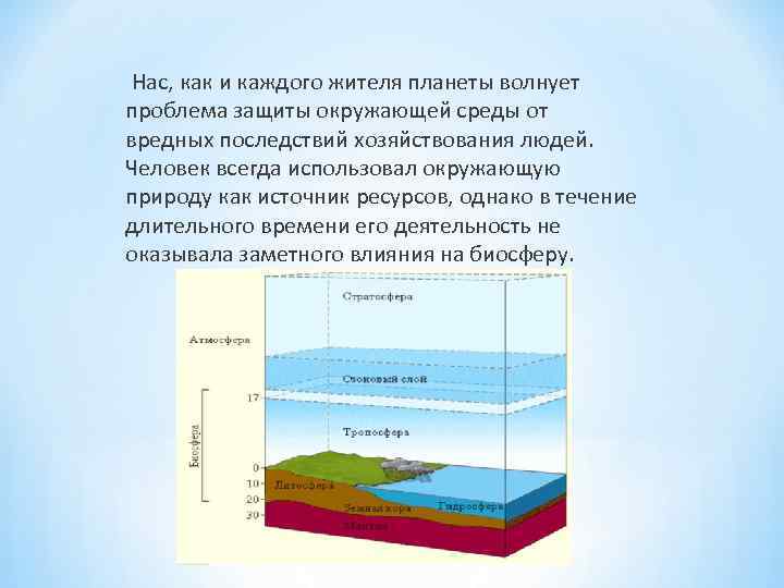  Нас, как и каждого жителя планеты волнует проблема защиты окружающей среды от вредных