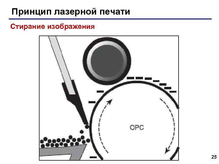 Принцип лазерной печати Стирание изображения 25 