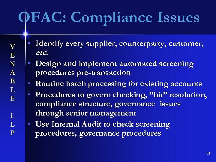 OFAC: Compliance Issues V E N A B L E L L P •