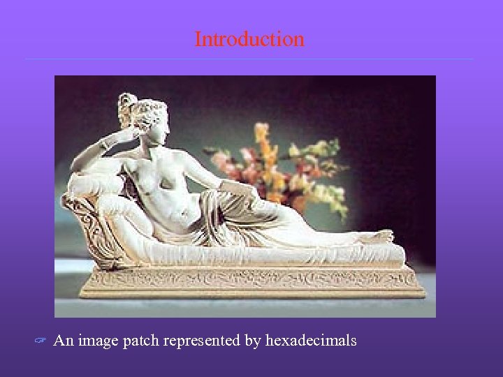 Introduction ? An image patch represented by hexadecimals 