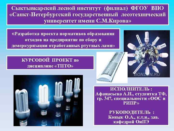 Сыктывкарский лесной институт (филиал) ФГОУ ВПО «Санкт-Петербургский государственный лесотехнический университет имени С. М. Кирова»