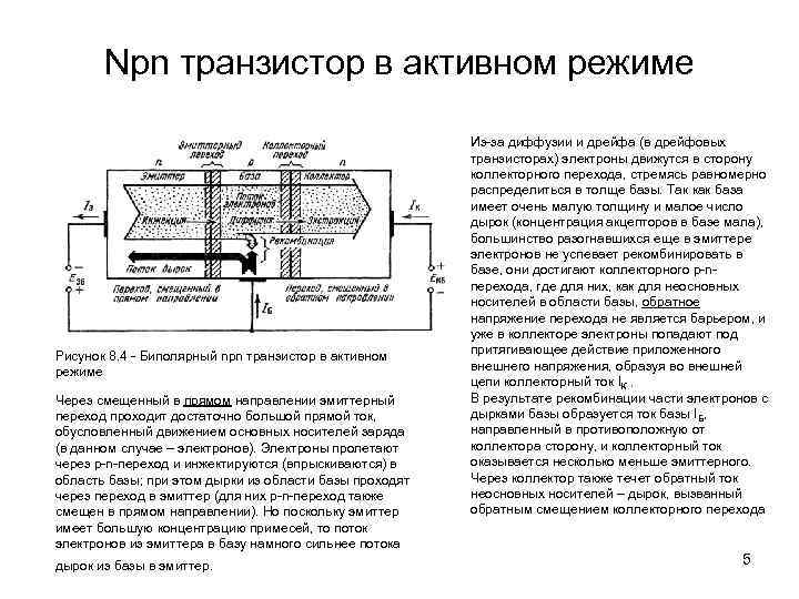 Npn транзистор в активном режиме Рисунок 8. 4 - Биполярный npn транзистор в активном