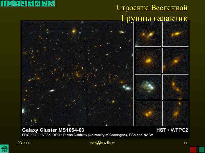 1 2 3 4 5 6 7 8 Строение Вселенной Группы галактик (c) 2001