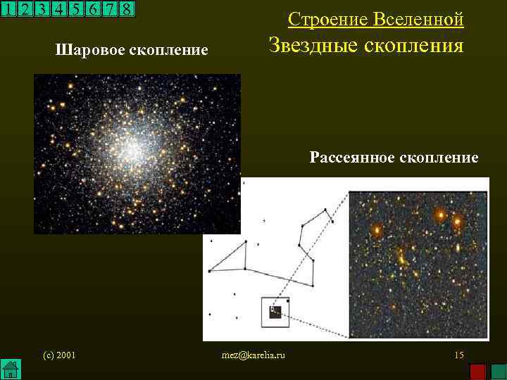 1 2 3 4 5 6 7 8 Шаровое скопление Строение Вселенной Звездные скопления