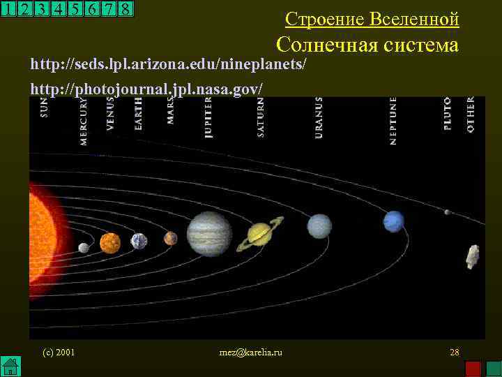 1 2 3 4 5 6 7 8 Строение Вселенной Солнечная система http: //seds.