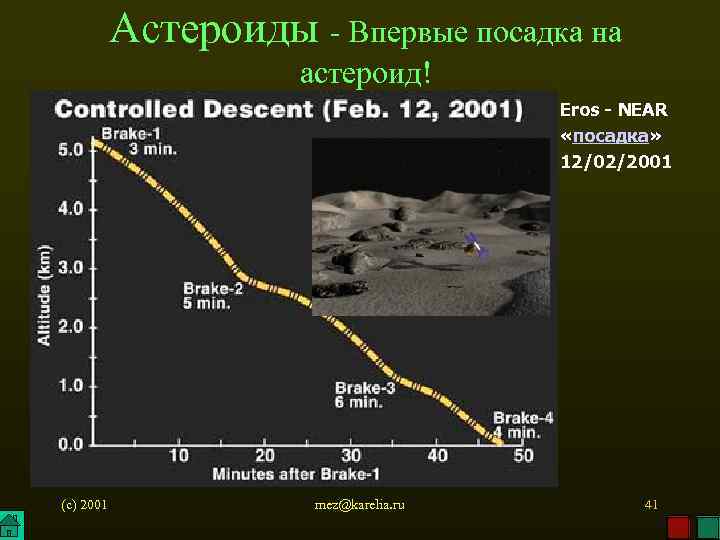 Астероиды - Впервые посадка на астероид! Eros - NEAR «посадка» 12/02/2001 (c) 2001 mez@karelia.