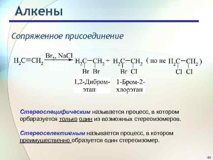 Сопряженное присоединение алкенов. Непредельные углеводороды Алкены.