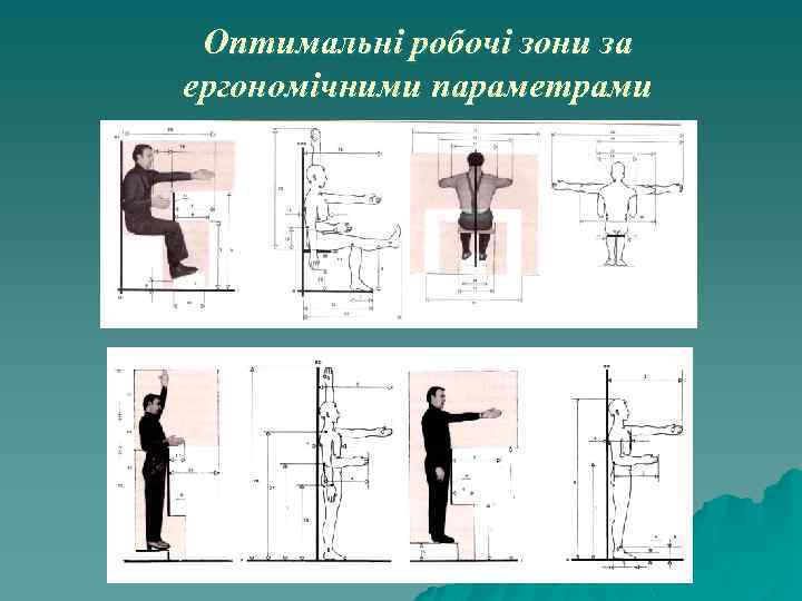 Оптимальні робочі зони за ергономічними параметрами 