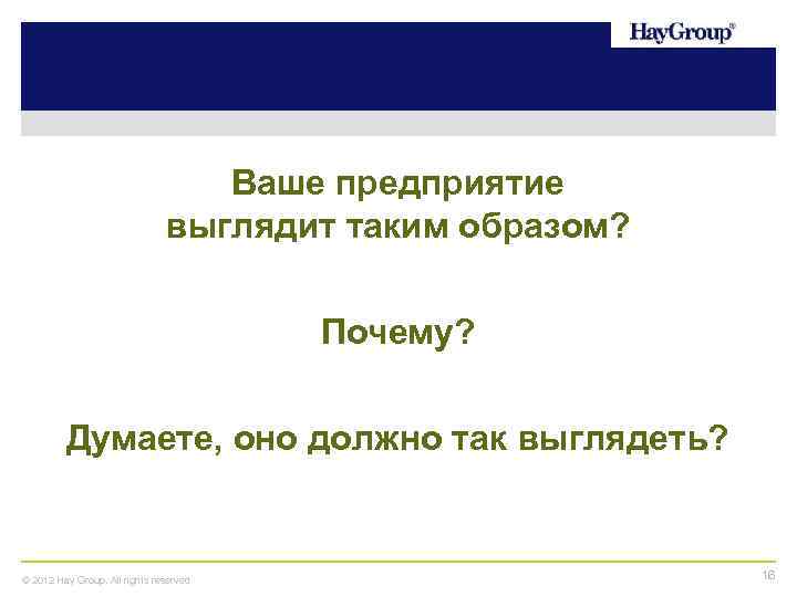 Ваше предприятие выглядит таким образом? Почему? Думаете, оно должно так выглядеть? © 2012 Hay