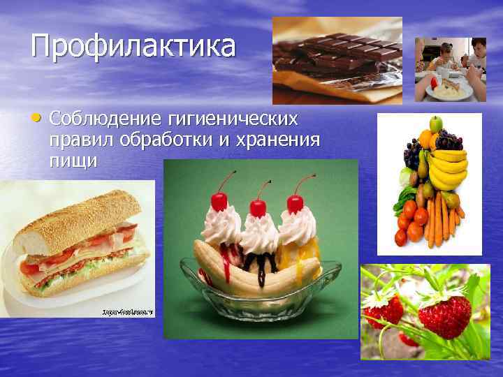 Профилактика • Соблюдение гигиенических правил обработки и хранения пищи 