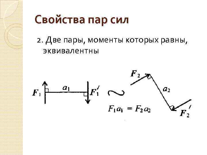 Свойства пар сил 2. Две пары, моменты которых равны, эквивалентны 