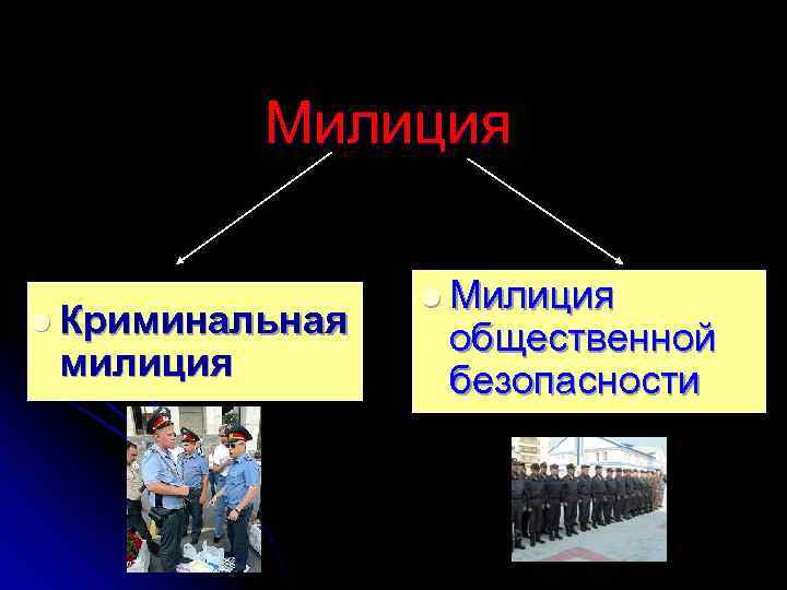 Милиция l Криминальная милиция l Милиция общественной безопасности 