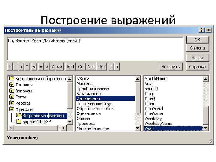 Построение выражений 