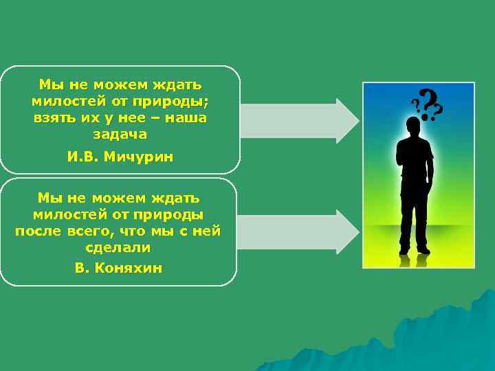 Мы не можем ждать милостей от природы; взять их у нее – наша задача