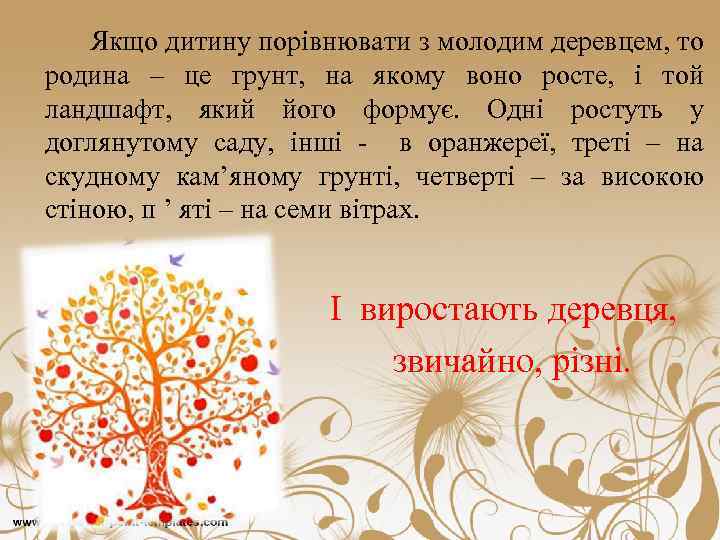 Якщо дитину порівнювати з молодим деревцем, то родина – це грунт, на якому воно