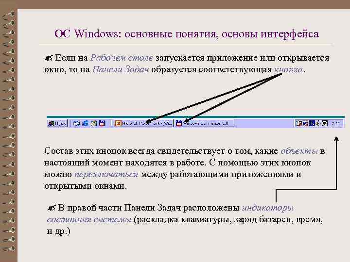 ОС Windows: основные понятия, основы интерфейса Если на Рабочем столе запускается приложение или открывается