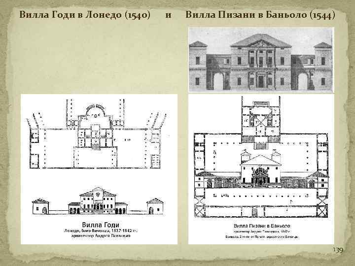 Вилла Годи в Лонедо (1540) и Вилла Пизани в Баньоло (1544) 139 