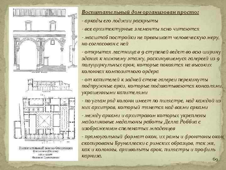 Воспитательный дом организован просто: - аркады его лоджии раскрыты - все архитектурные элементы ясно