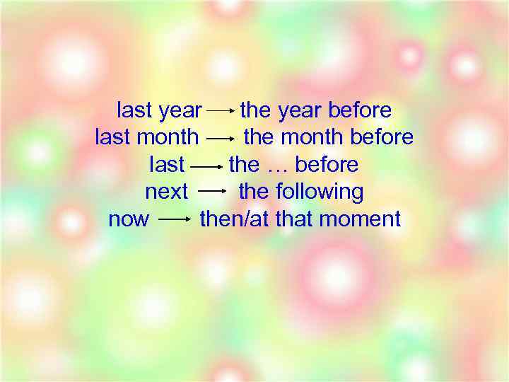 last year the year before last month the month before last the … before