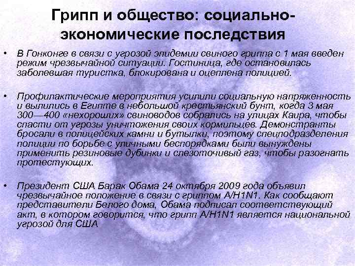 Грипп и общество: социальноэкономические последствия • В Гонконге в связи с угрозой эпидемии свиного