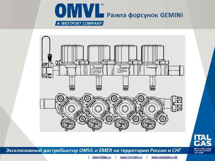 Рампа форсунок GEMINI | www. italgas. ru | www. omvl-gbo. ru | www. газодизель.