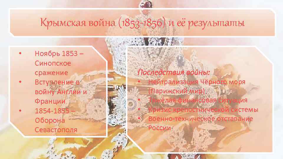 Крымская война (1853 -1856) и её результаты • • • Ноябрь 1853 – Синопское