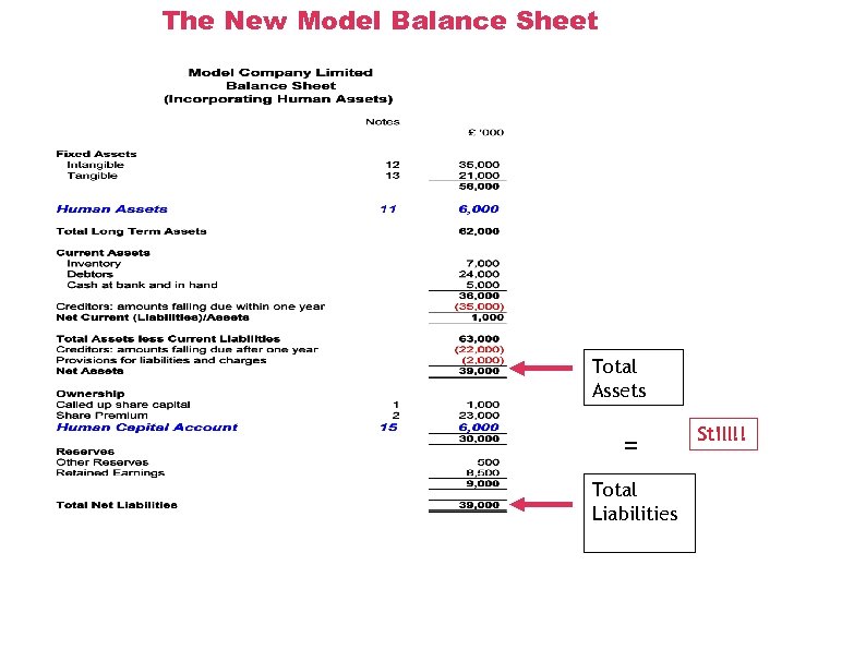 The New Model Balance Sheet Total Assets = Total Liabilities Still!! 