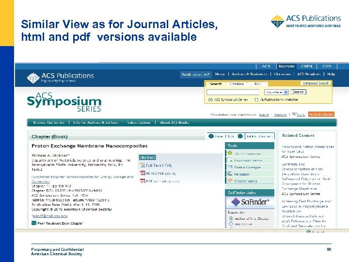 Similar View as for Journal Articles, html and pdf versions available Proprietary and Confidential