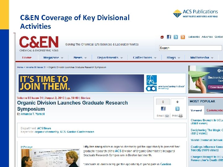 C&EN Coverage of Key Divisional Activities Proprietary and Confidential American Chemical Society 91 