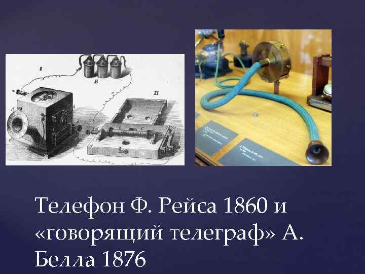 Телефон Ф. Рейса 1860 и «говорящий телеграф» А. Белла 1876 