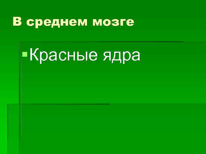 В среднем мозге §Красные ядра 