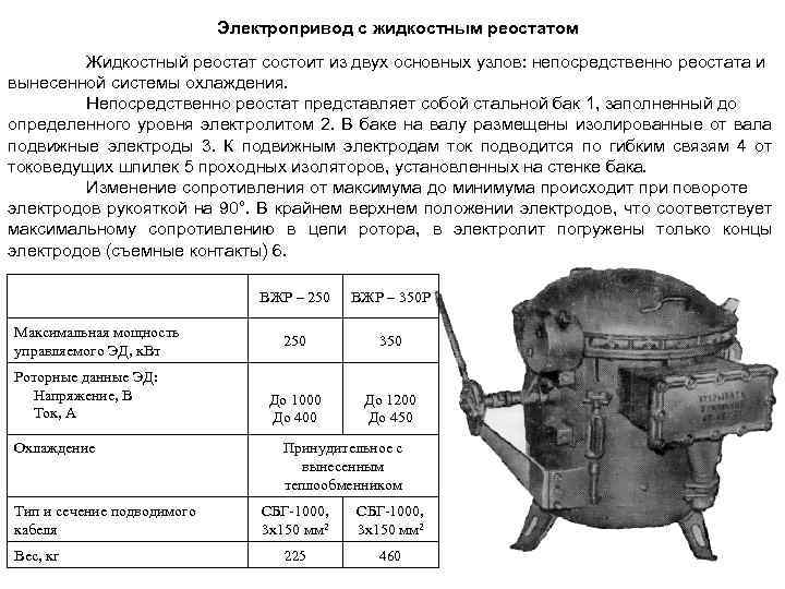 Жидкостный реостат для двигателя