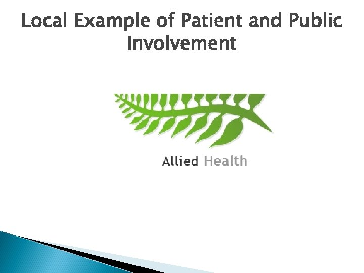 Local Example of Patient and Public Involvement 