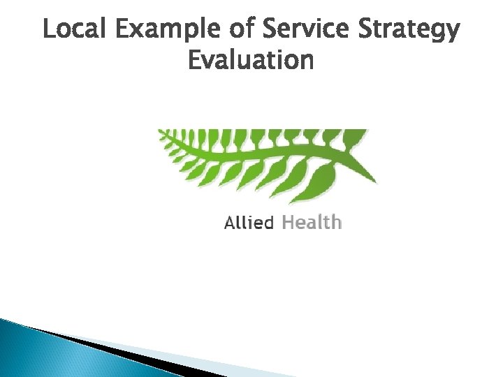 Local Example of Service Strategy Evaluation 