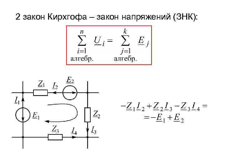 2 закон Кирхгофа – закон напряжений (ЗНК): 