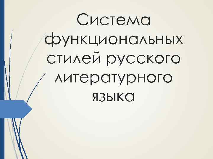 Система функциональных стилей русского литературного языка 