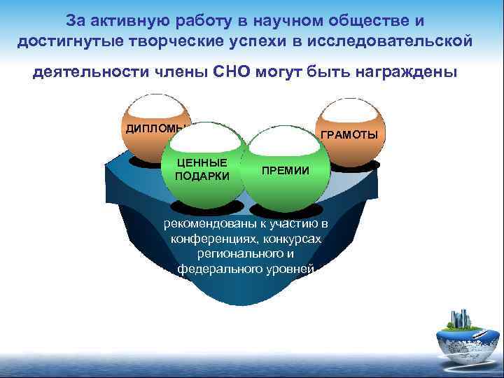 За активную работу в научном обществе и достигнутые творческие успехи в исследовательской деятельности члены