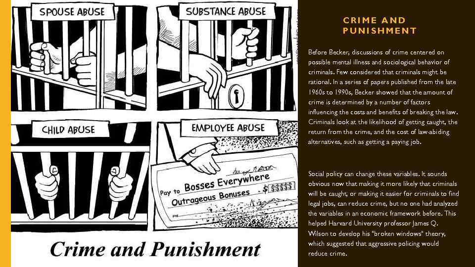 CRIME AND PUNISHMENT Before Becker, discussions of crime centered on possible mental illness and