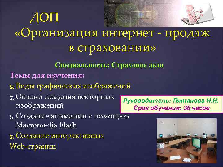 ДОП «Организация интернет - продаж в страховании» Специальность: Страховое дело Темы для изучения: Виды