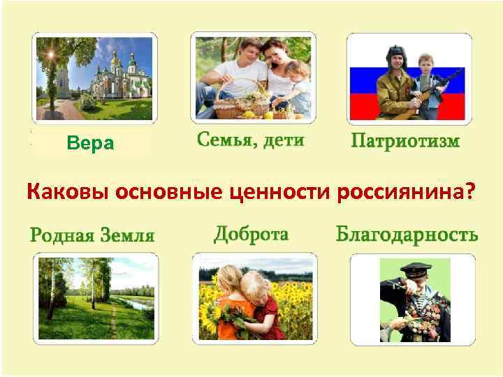 Вера Каковы основные ценности россиянина? 