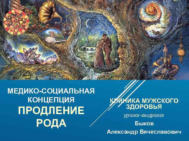 МЕДИКО-СОЦИАЛЬНАЯ КОНЦЕПЦИЯ ПРОДЛЕНИЕ РОДА КЛИНИКА МУЖСКОГО ЗДОРОВЬЯ уролог-андролог Быков Александр Вячеславович 