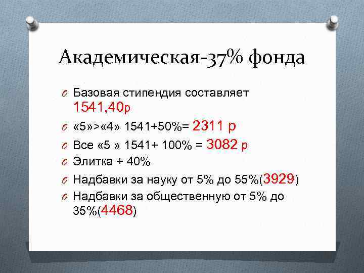 Академическая-37% фонда O Базовая стипендия составляет 1541, 40 р 2311 р Все « 5