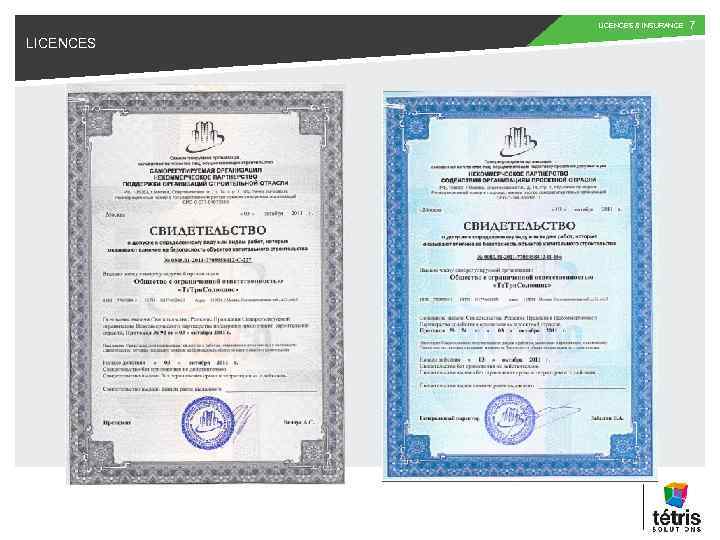 LICENCES & INSURANCE LICENCES 7 
