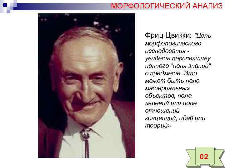 МОРФОЛОГИЧЕСКИЙ АНАЛИЗ Фриц Цвикки: 