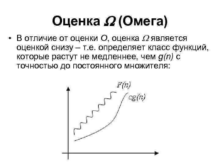 Оценка (Омега) • В отличие от оценки О, оценка является оценкой снизу – т.