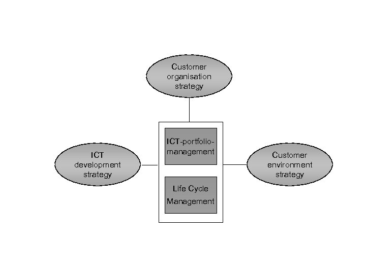 Customer organisation strategy ICT development strategy ICT-portfoliomanagement Life Cycle Management Customer environment strategy 